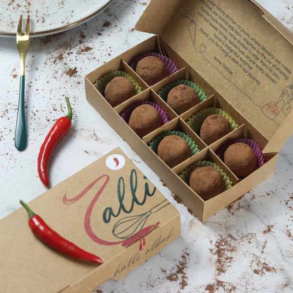 7alli Chocolte Truffles w Chili Hint  (8 pcs) - 7alli Chocolte Truffles w Chili Hint  (8 pcs)